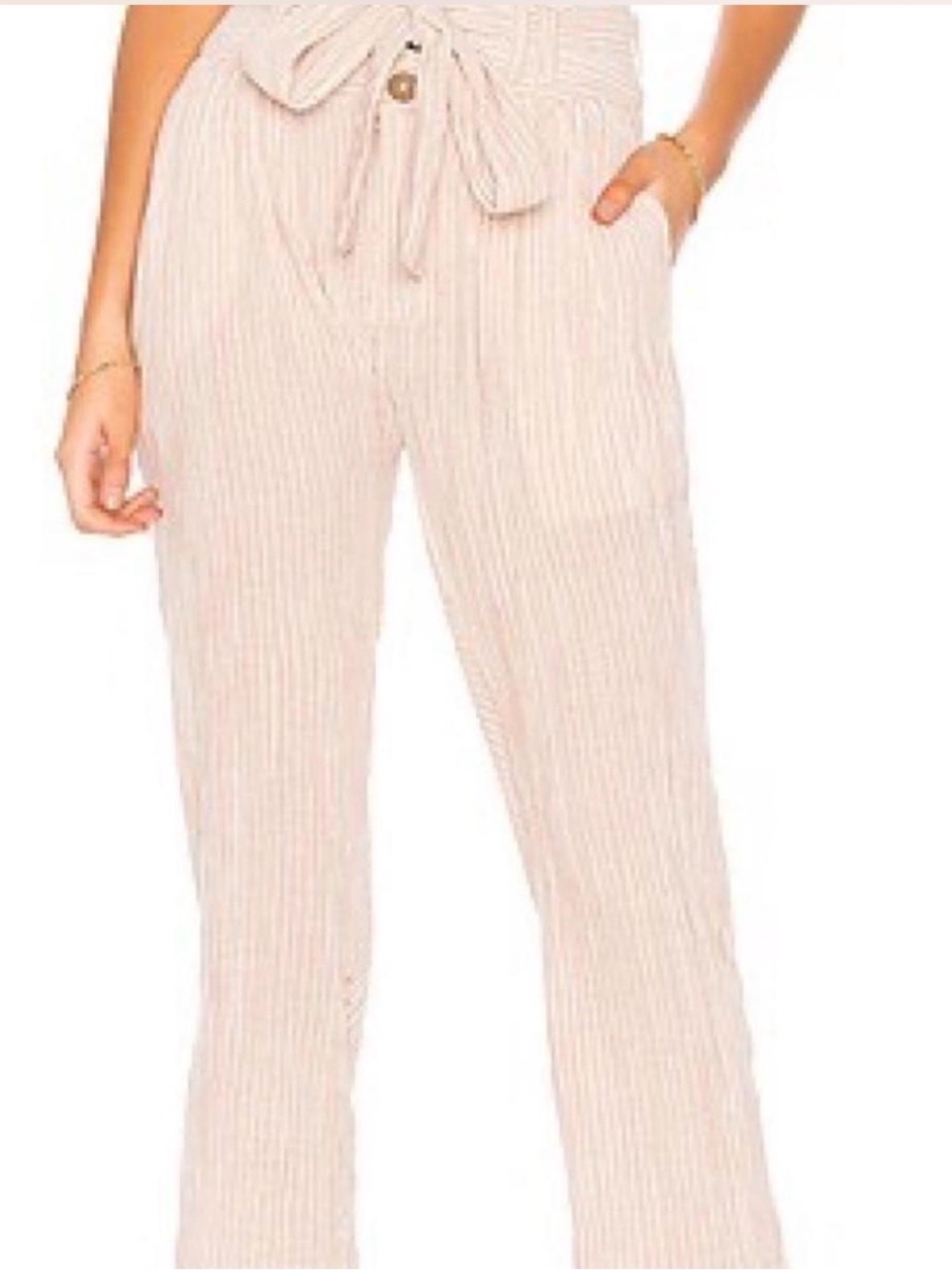 Free People ‘Rumors’ Pink Striped High Waisted Tie Front Pants size s/m
